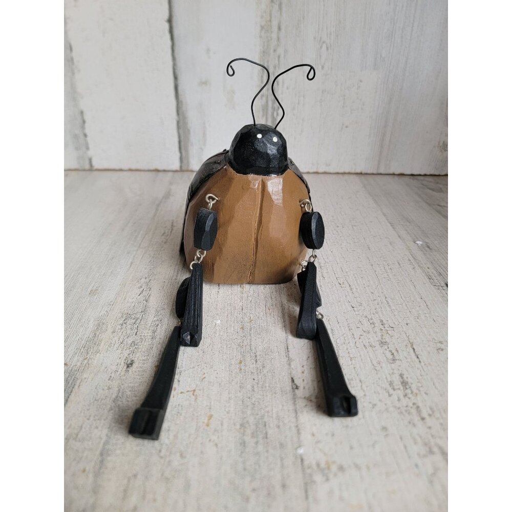 Vintage unique wooden ladybug dangling‎ leg jointed home decor figure